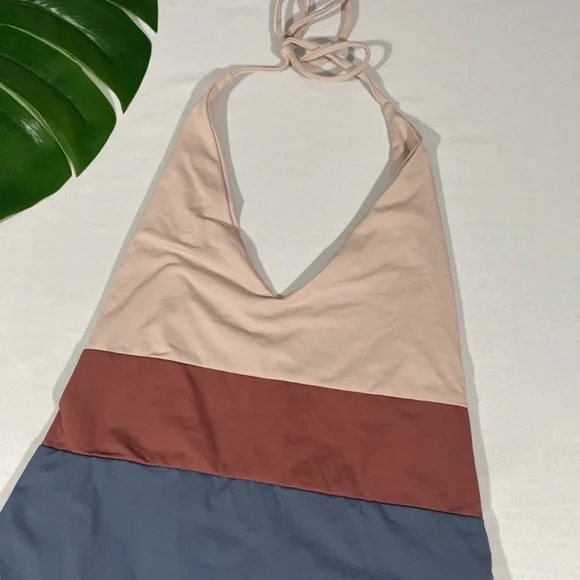 NWT Tavik [ Small ] Chase Plunge‎ Colorblock One Piece Swimsuit Muted Indigo Bikinis